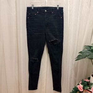 American Eagle Outfitters Black Skinny Super Hi-Rise Jeggings size 12 Long